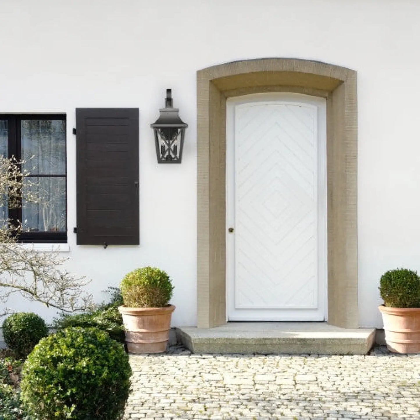 Modern Outdoor Wall Light Fixture with 2 Waterproof Glass Lights - Black - Wall Mount Fixture