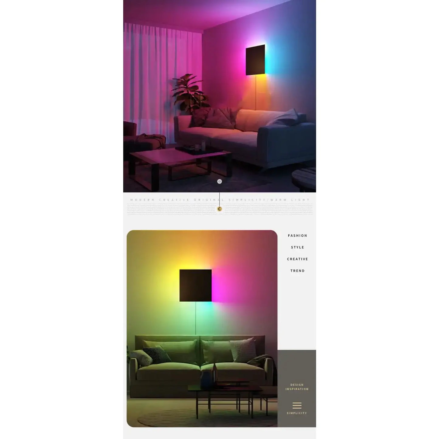 Modern RGB LED Wall Light in Living Room and Bedroom for Decor - Wall Mount Fixture