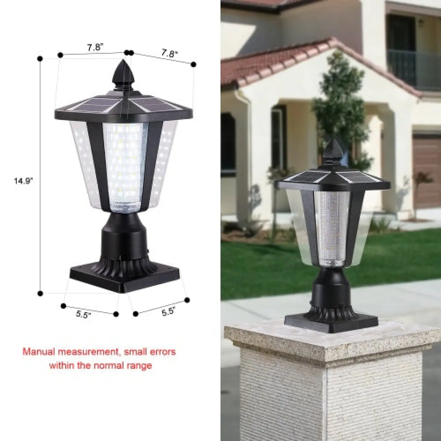 Modern Solar LED Lights with Adjustable Brightness for Pillars - Black - 12V Hanging Light