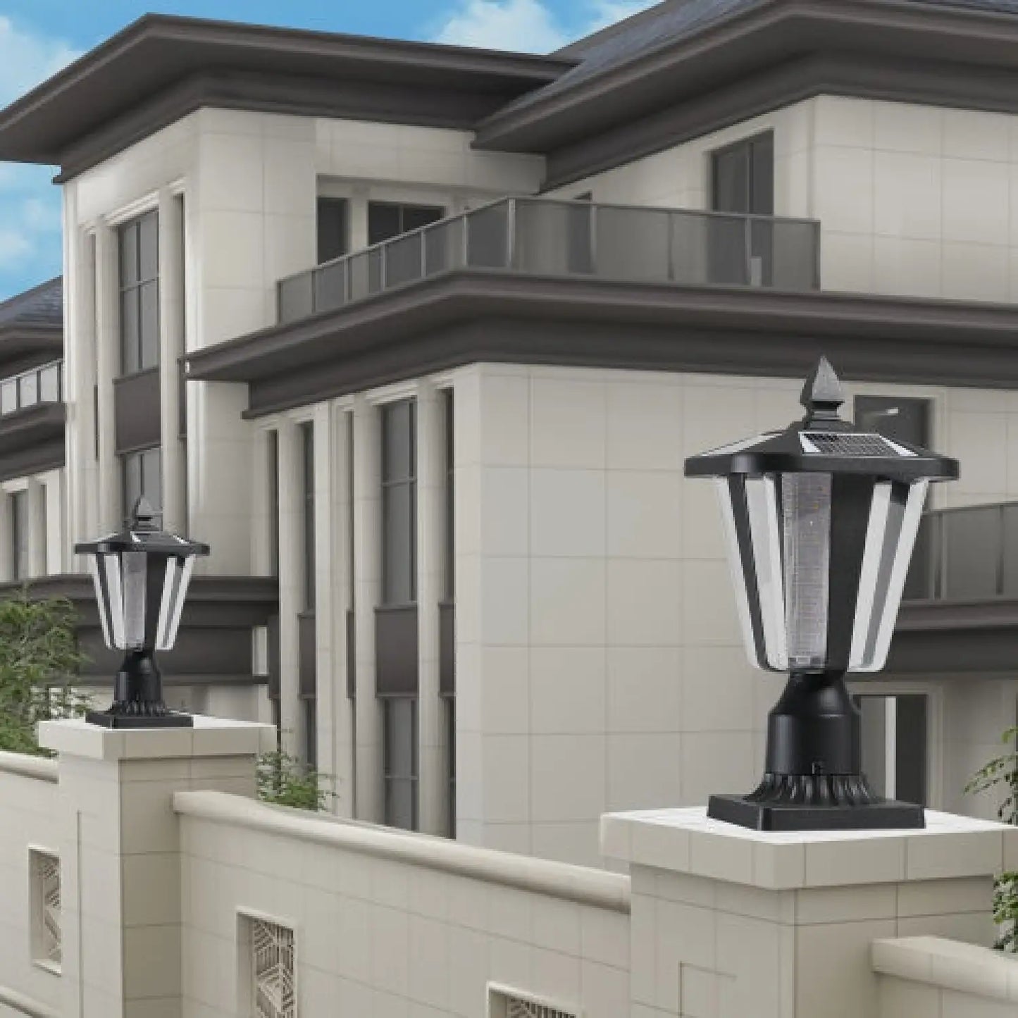 Modern Solar LED Lights with Adjustable Brightness for Pillars - Black - 12V Hanging Light