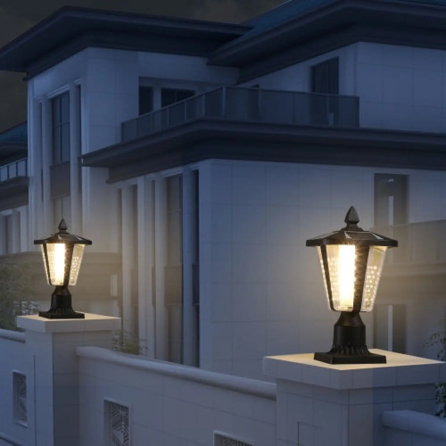 Modern Solar LED Lights with Adjustable Brightness for Pillars - Black - 12V Hanging Light