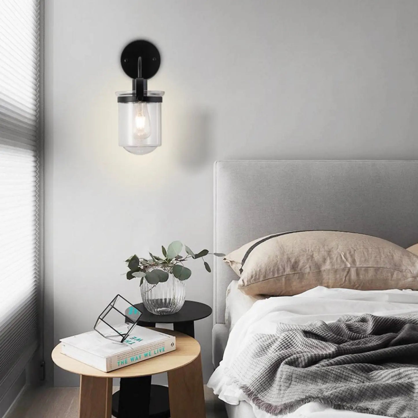Wall Lights with Clear Glass Shade and E26 Socket for Indoor Black 12V Hanging Light