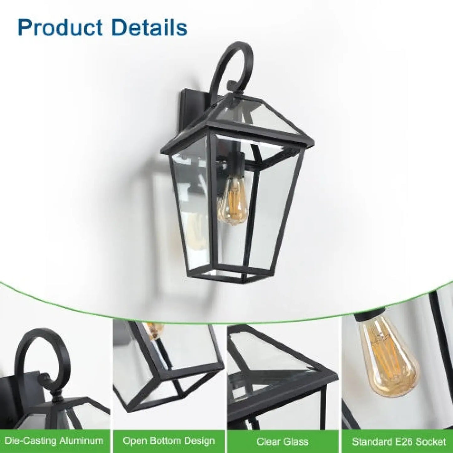 Modern Wall Lights - Outdoor Waterproof Wall Lamps (2-Pack) - Black - Wall Mount Fixture