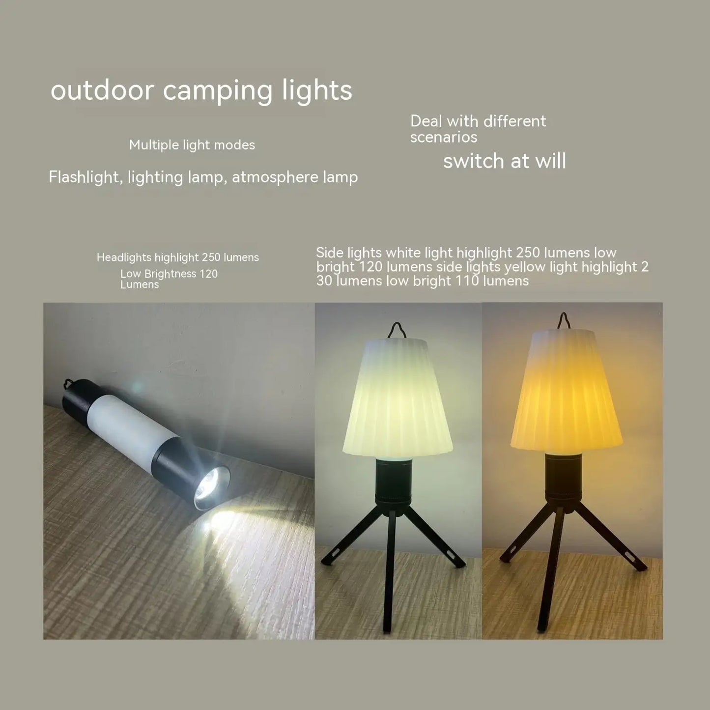 Outdoor Camping Light with LED – Bright Portable & USB Rechargeable - Light Fixture