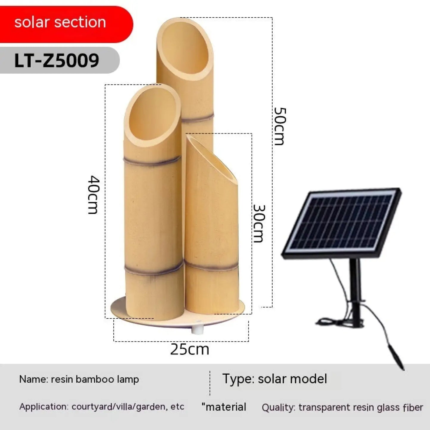 Outdoor Lamp for House - Solar Powered Bamboo Light - Solar Light