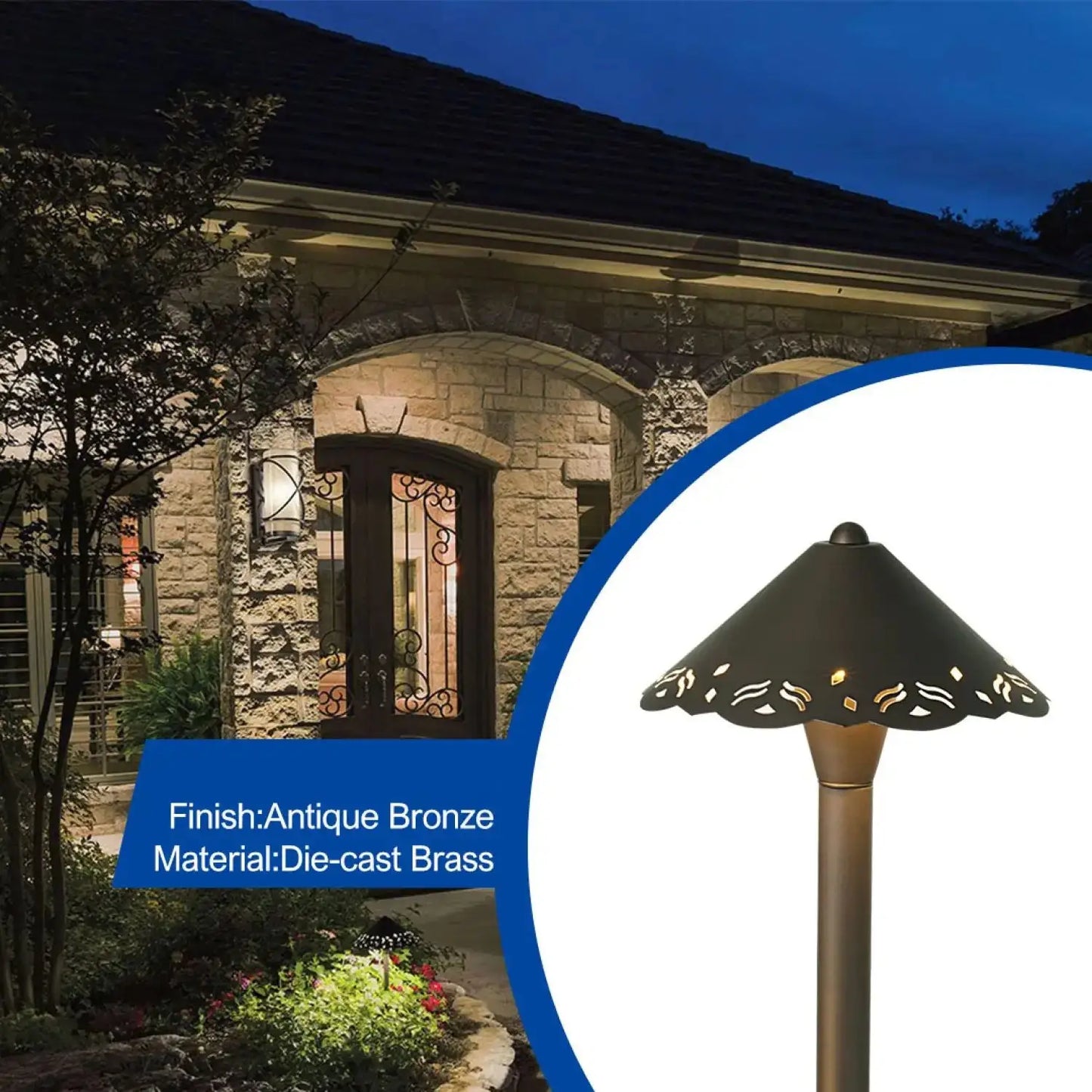 Outdoor Landscape Light with Hollowed Out Design G4 Socket and 72’’ Wire - Path Light Fixture