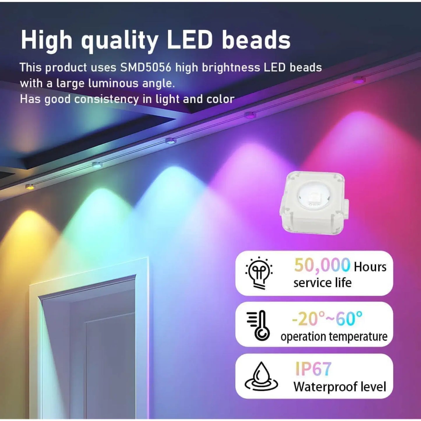 Outdoor LED Light Strip with Bluetooth Control for Eaves and Patios - 12V Hanging Light