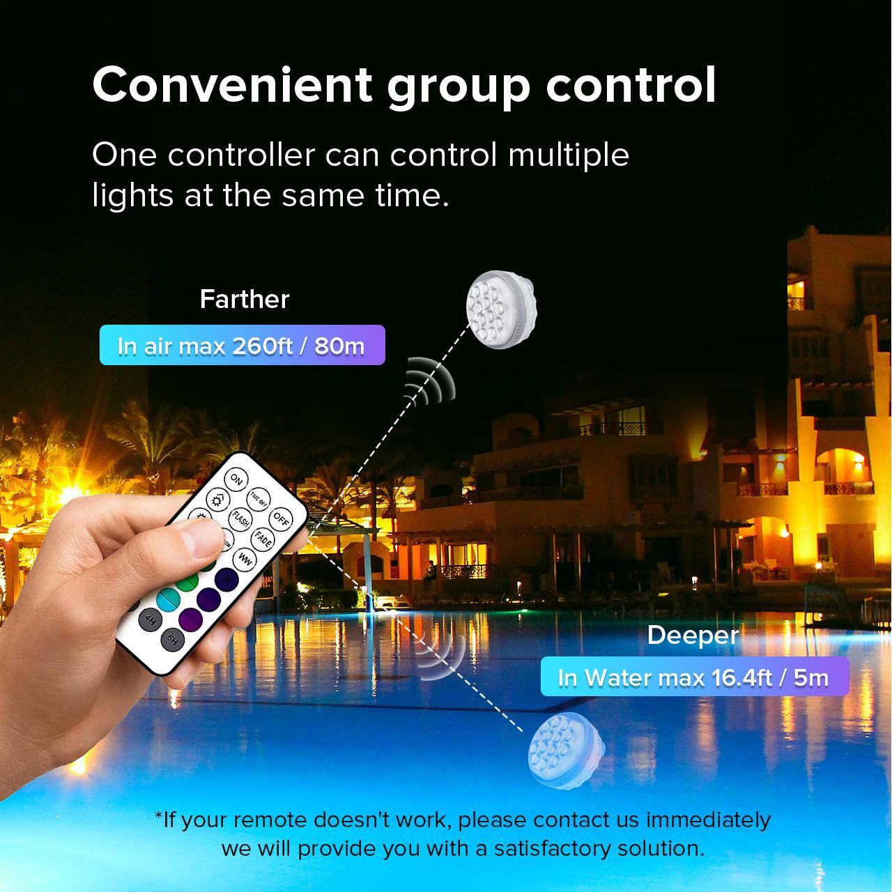 Outdoor LED Lights Waterproof RGB Pool Lamp with 20-Hour Runtime - 4pack - 12V Hanging Light