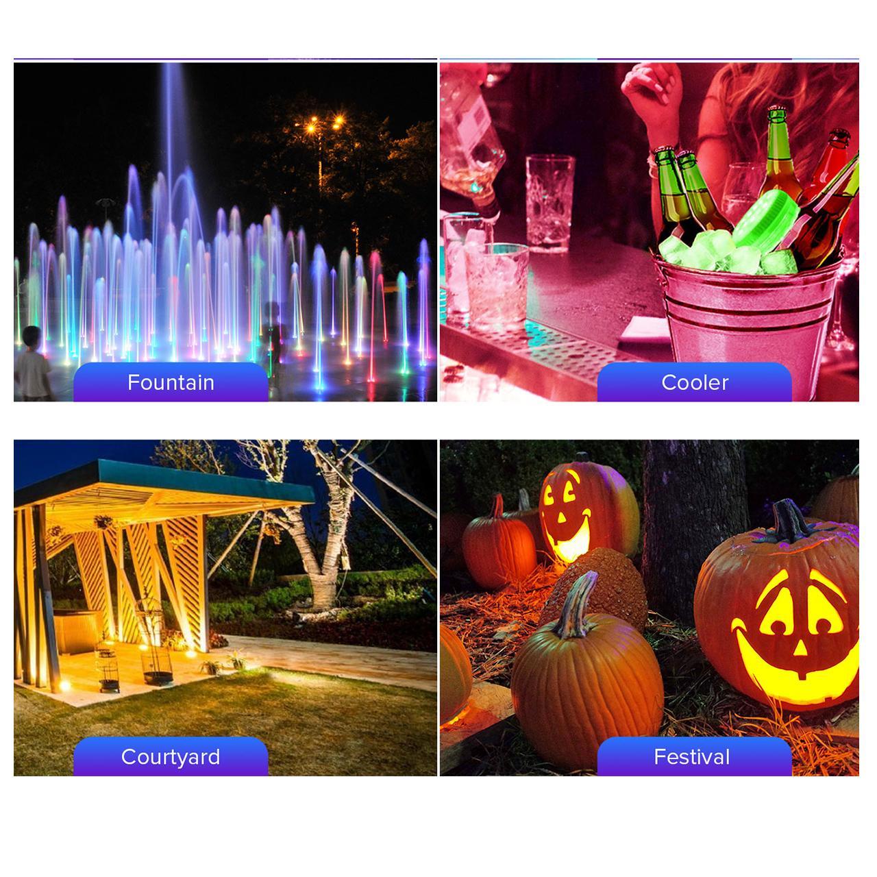 Outdoor LED Lights Waterproof RGB Pool Lamp with 20-Hour Runtime - 4pack - 12V Hanging Light