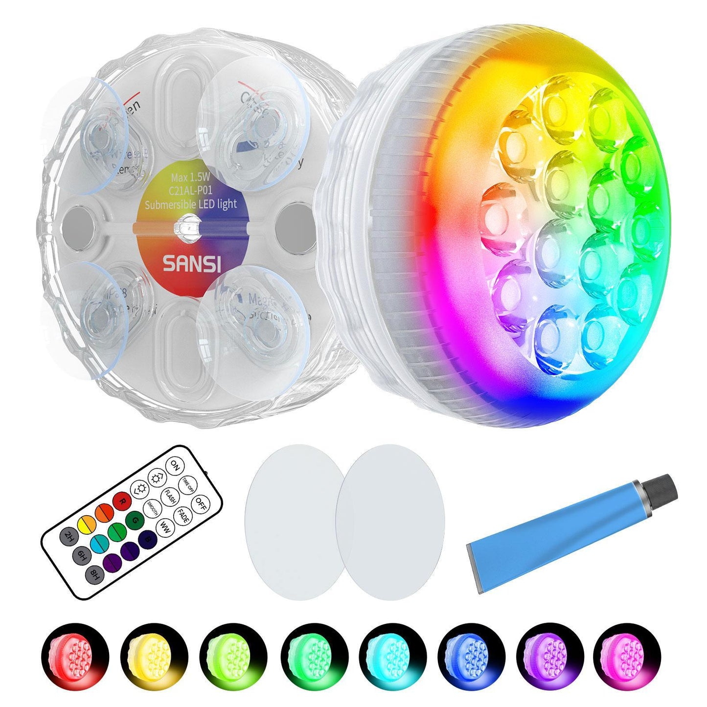 Outdoor LED Lights Waterproof RGB Pool Lamp with 20-Hour Runtime - 4pack - 12V Hanging Light