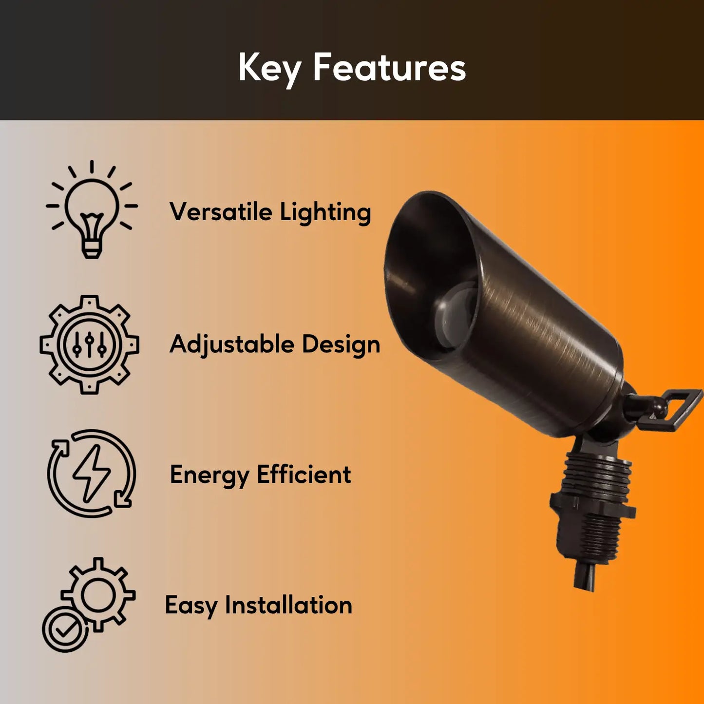 Outdoor Spotlight with Removable Angled Shroud Body - No Bulb - Spot Light