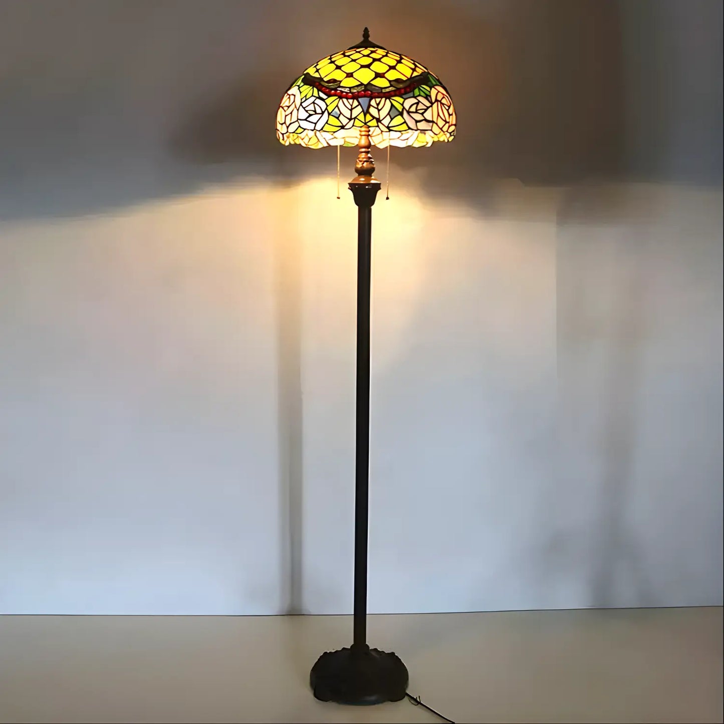 Peony Blossom Tiffany Glass Floor Lamp - No Bulb - Floor Lamp