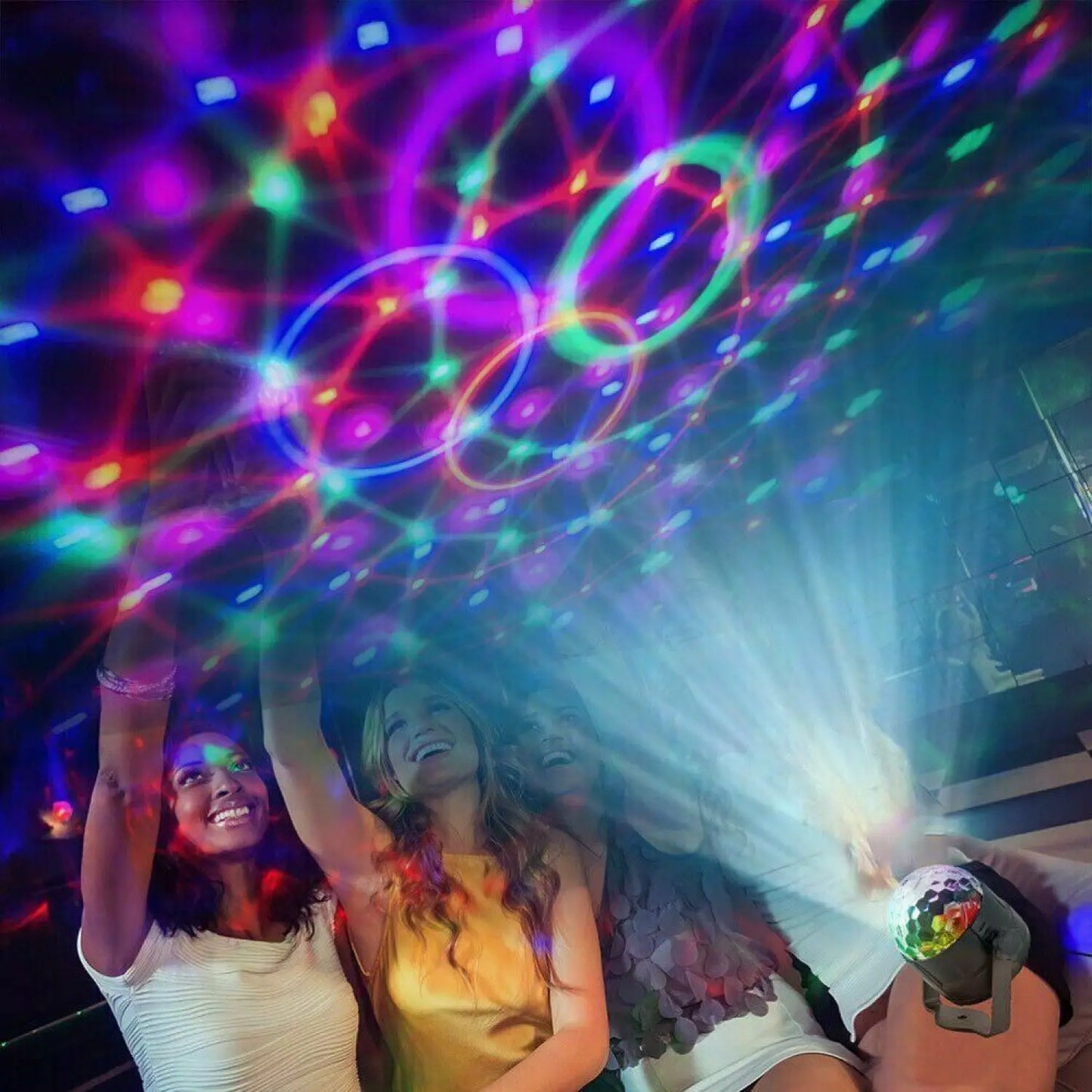 Portable Disco Party Light with LED & Sound Feature for Dance DJ and Events - Black - Light Fixture