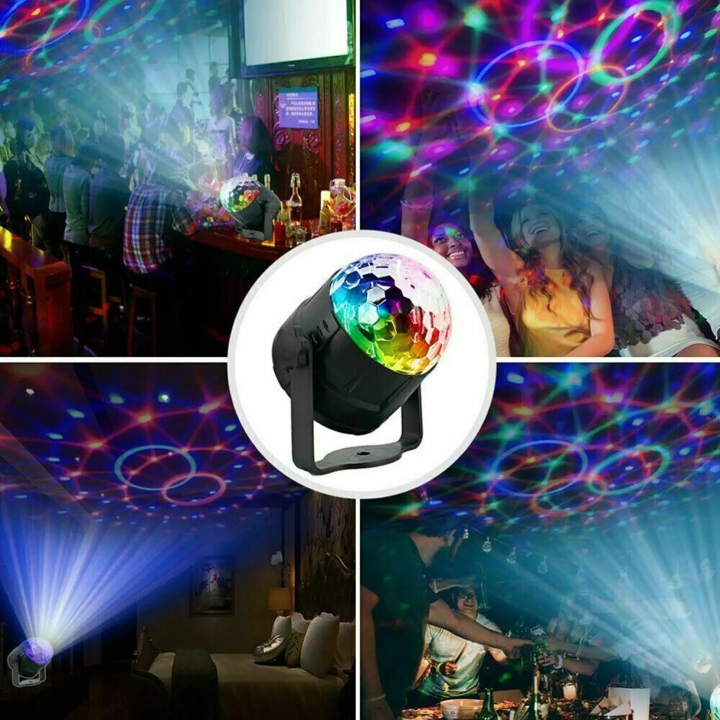 Portable Disco Party Light with LED & Sound Feature for Dance DJ and Events - Black - Light Fixture