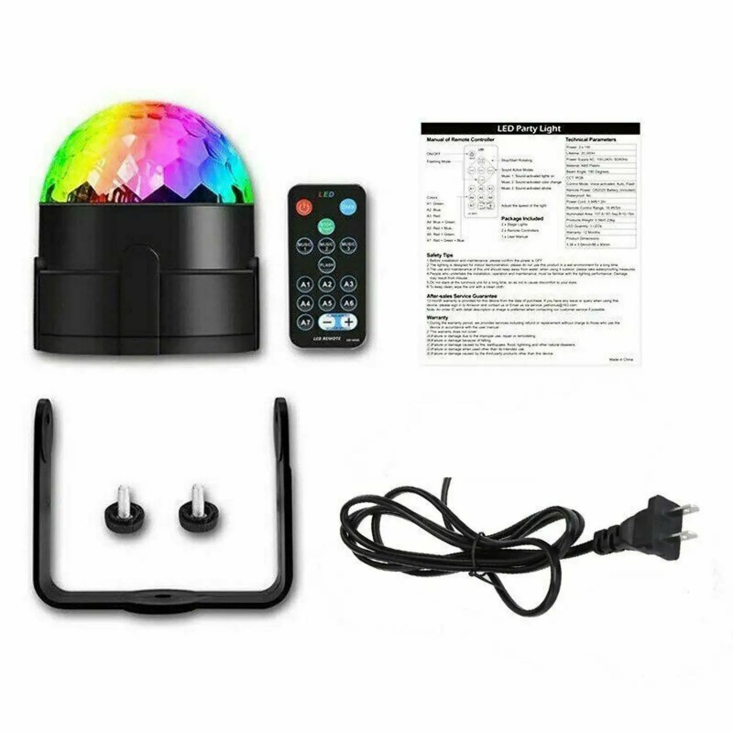 Portable Disco Party Light with LED & Sound Feature for Dance DJ and Events - Black - Light Fixture