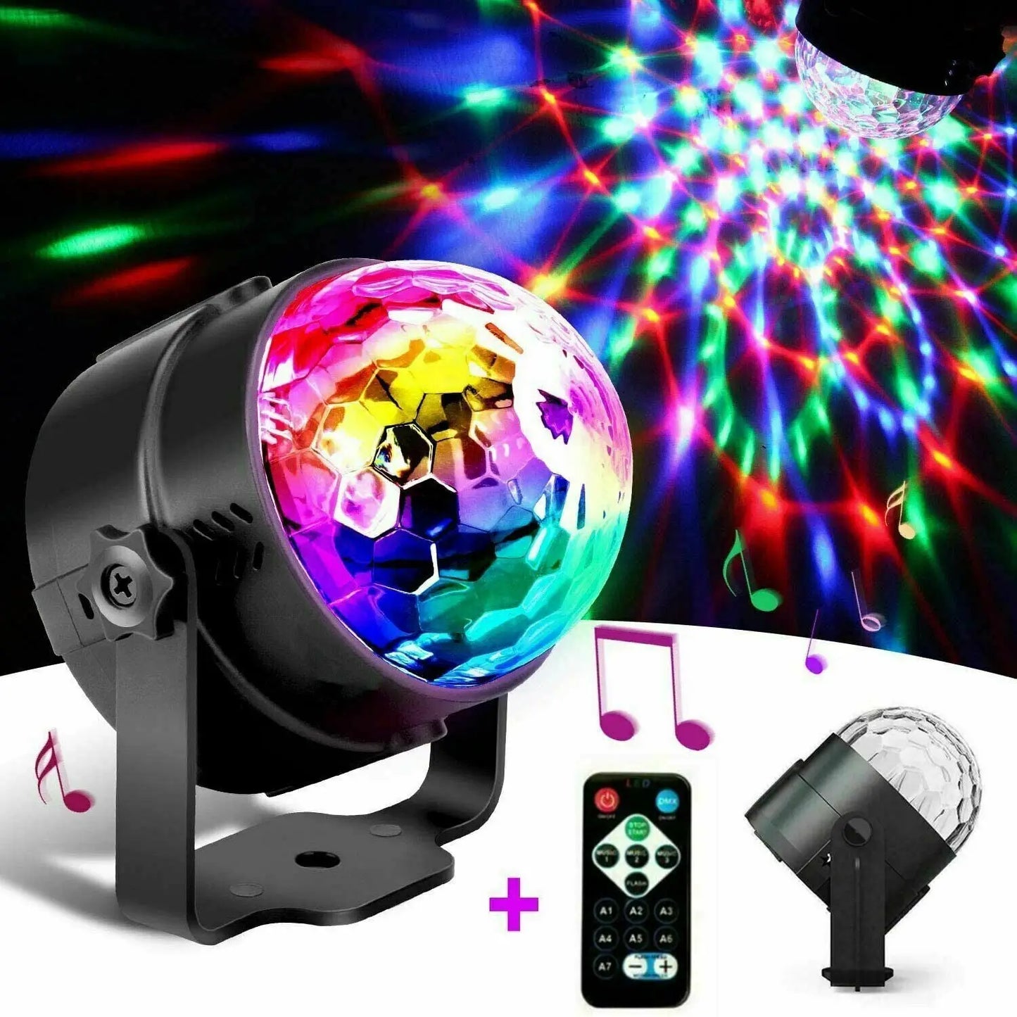 Portable Disco Party Light with LED & Sound Feature for Dance DJ and Events - Black - Light Fixture