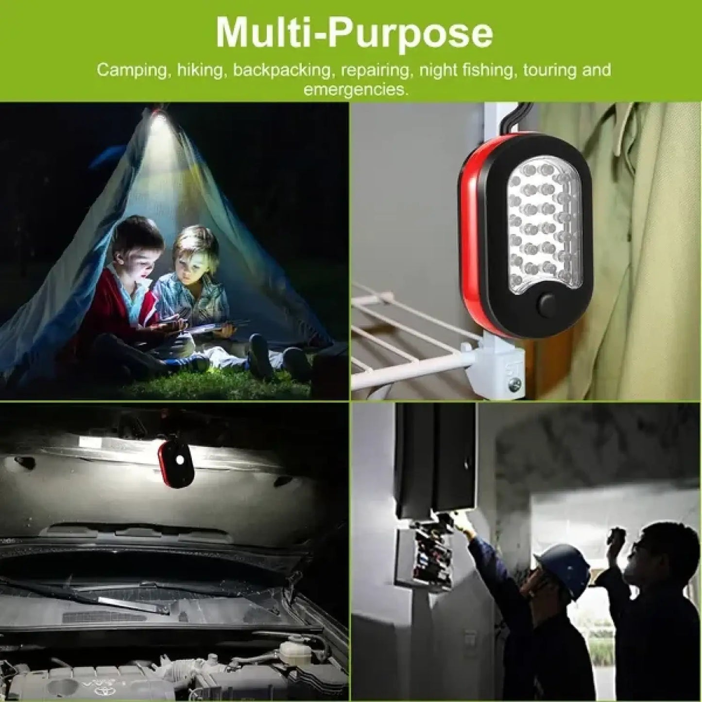 Portable Lights LED: Compact Magnetic Flashlight With Hook - BlackRed - Closet Lighting