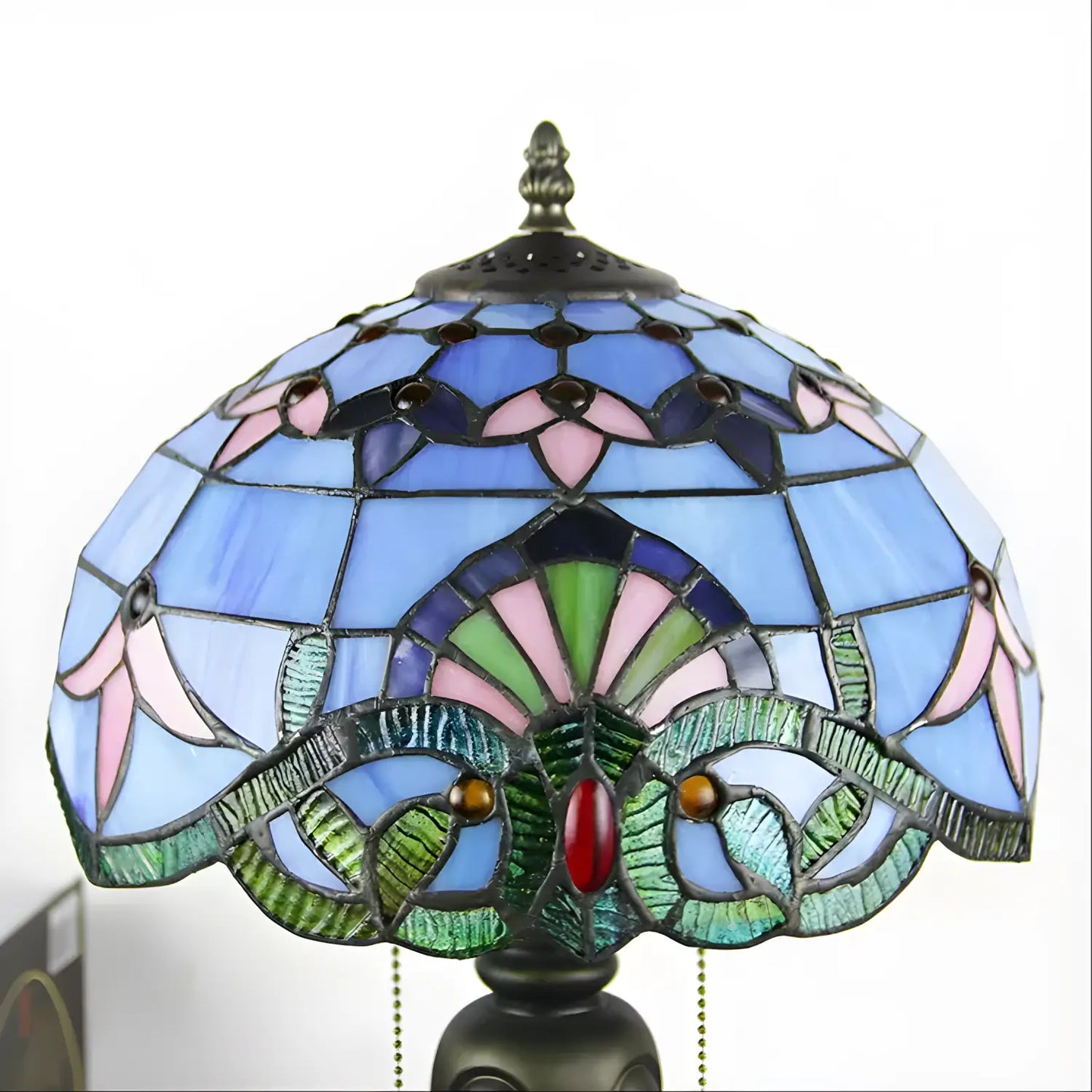 Purple Baroque Tiffany Glass Tabletop Lamp - No Bulb - Table Lamp
