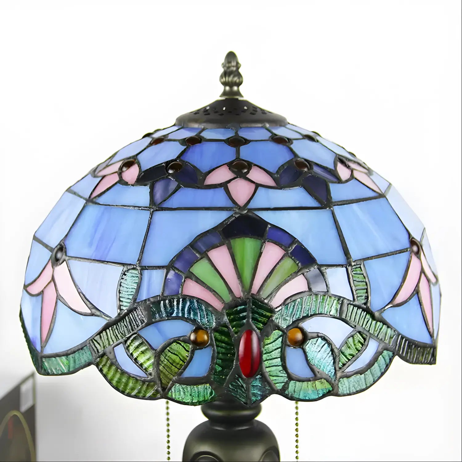 Purple Baroque Tiffany Glass Tabletop Lamp - No Bulb - Table Lamp