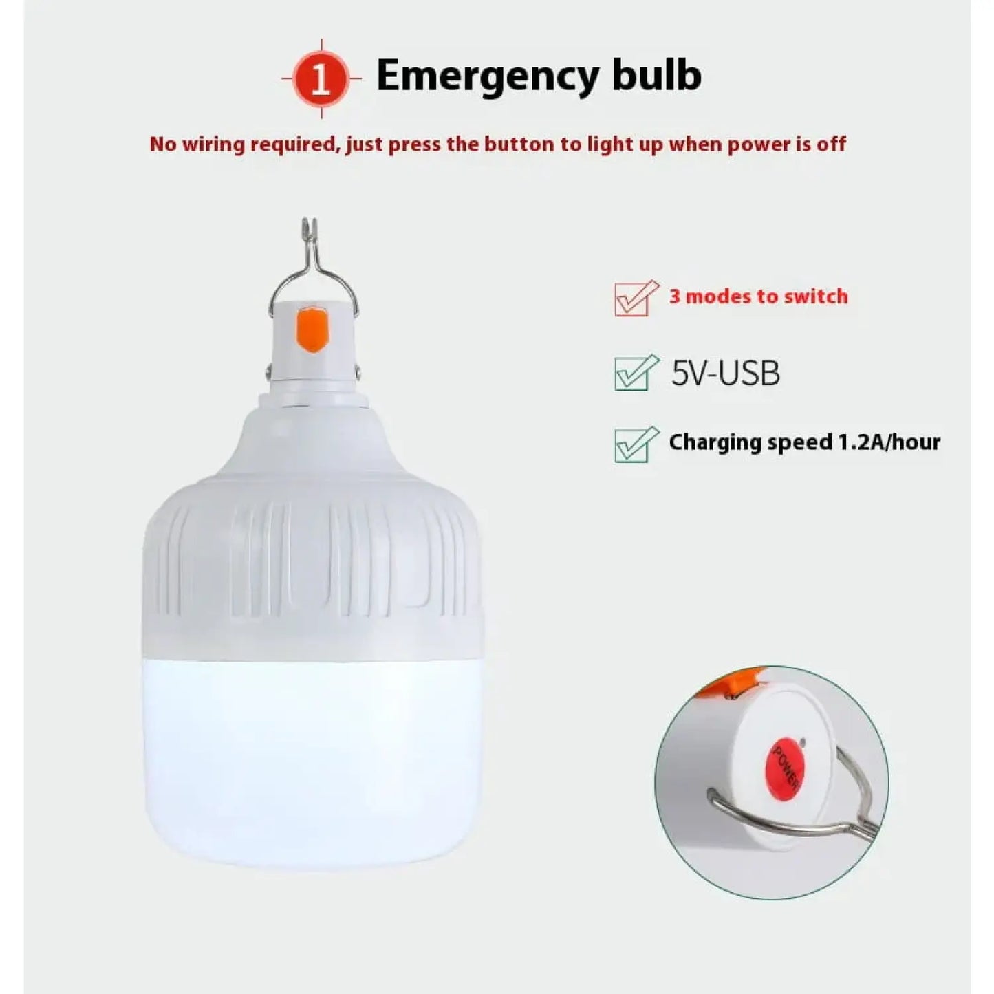 Rechargeable LED Light Bulb Lights with Portable Battery Power 12V Hanging Light