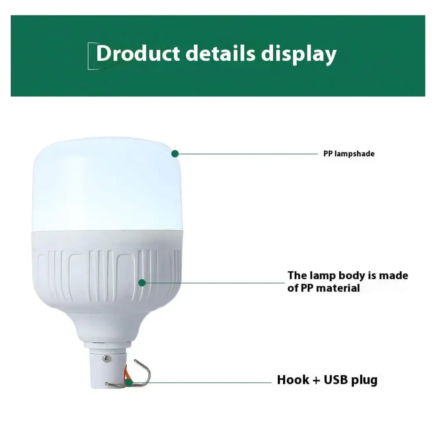 Rechargeable LED Light Bulb Lights with Portable Battery Power 12V Hanging Light