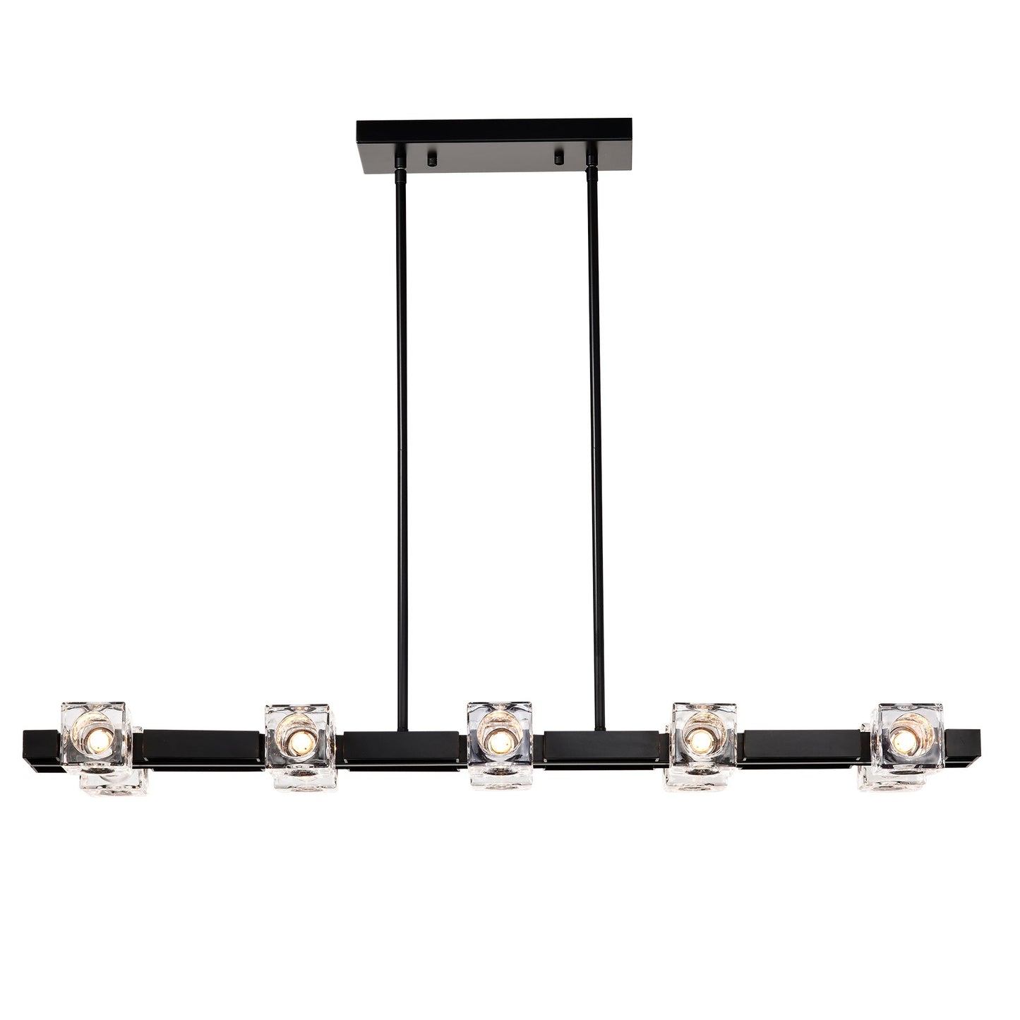 Rectangle Crystal Chandelier Hanging Lights Decoration for Dining Room Matte Black 12V Hanging Light
