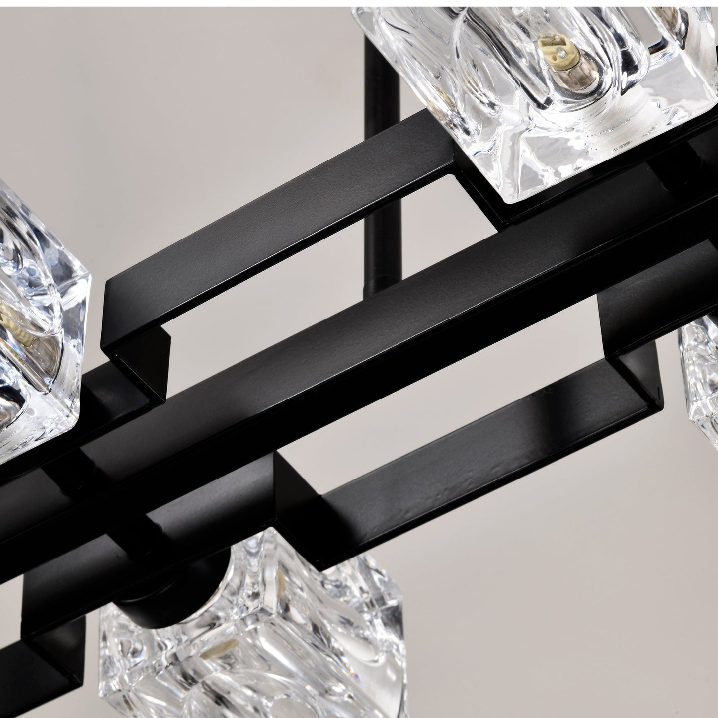 Rectangle Crystal Chandelier Hanging Lights Decoration for Dining Room Matte Black 12V Hanging Light