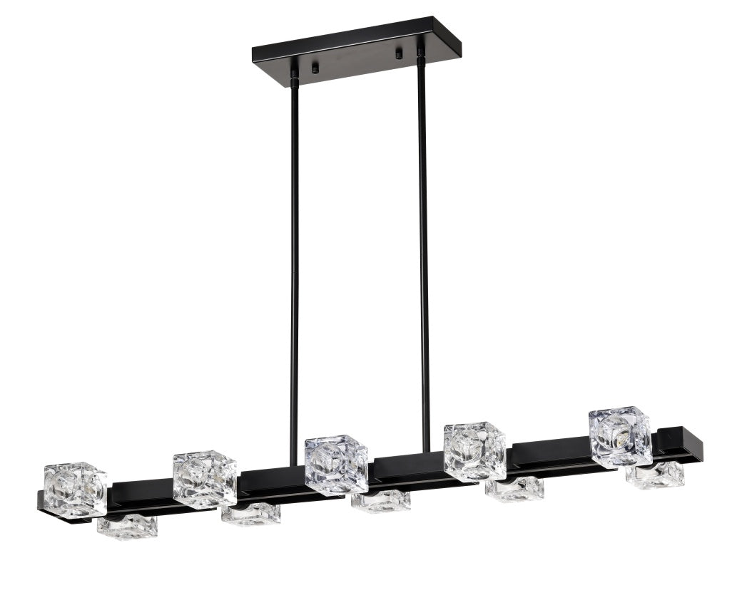 Rectangle Crystal Chandelier Hanging Lights Decoration for Dining Room Matte Black 12V Hanging Light