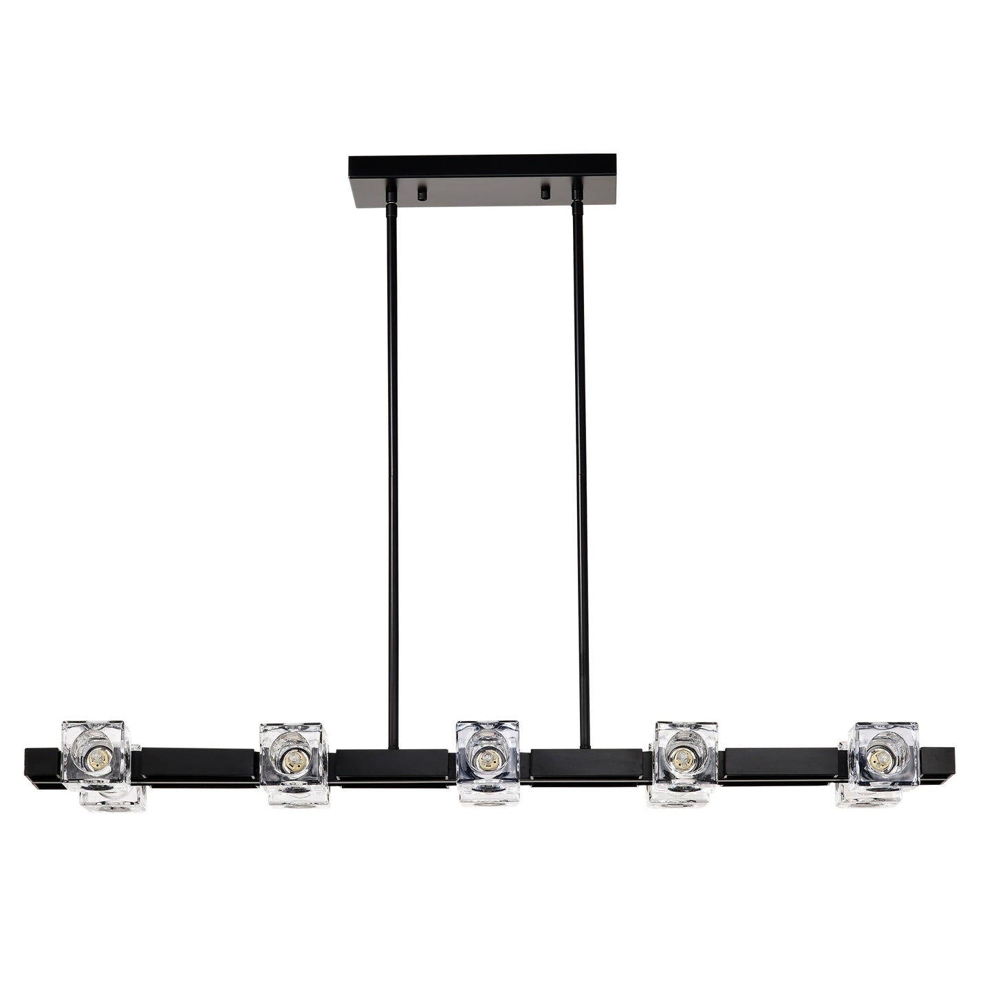 Rectangle Crystal Chandelier Hanging Lights Decoration for Dining Room Matte Black 12V Hanging Light