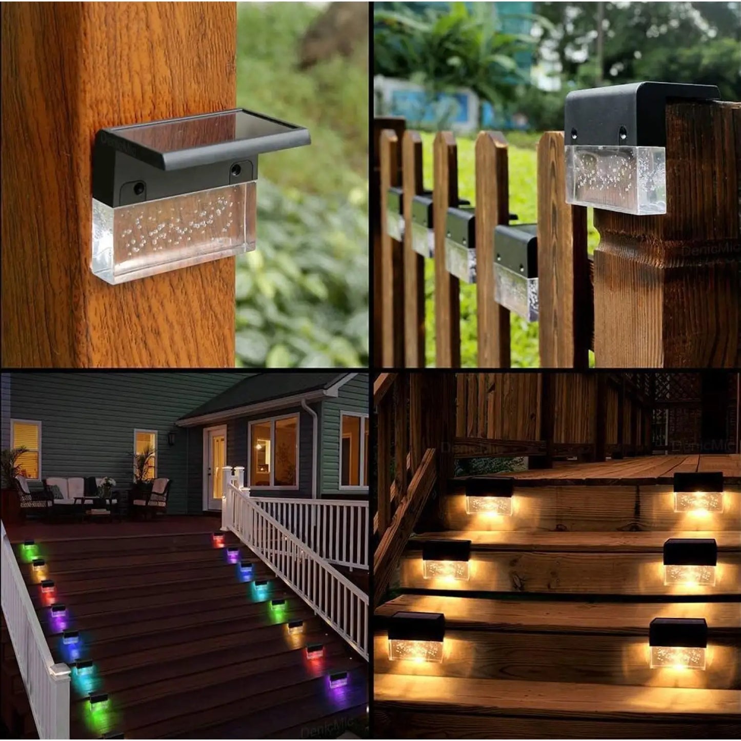 RGB LED Solar Fence Light - Waterproof Step Light for Outdoor - 12V Hanging Light