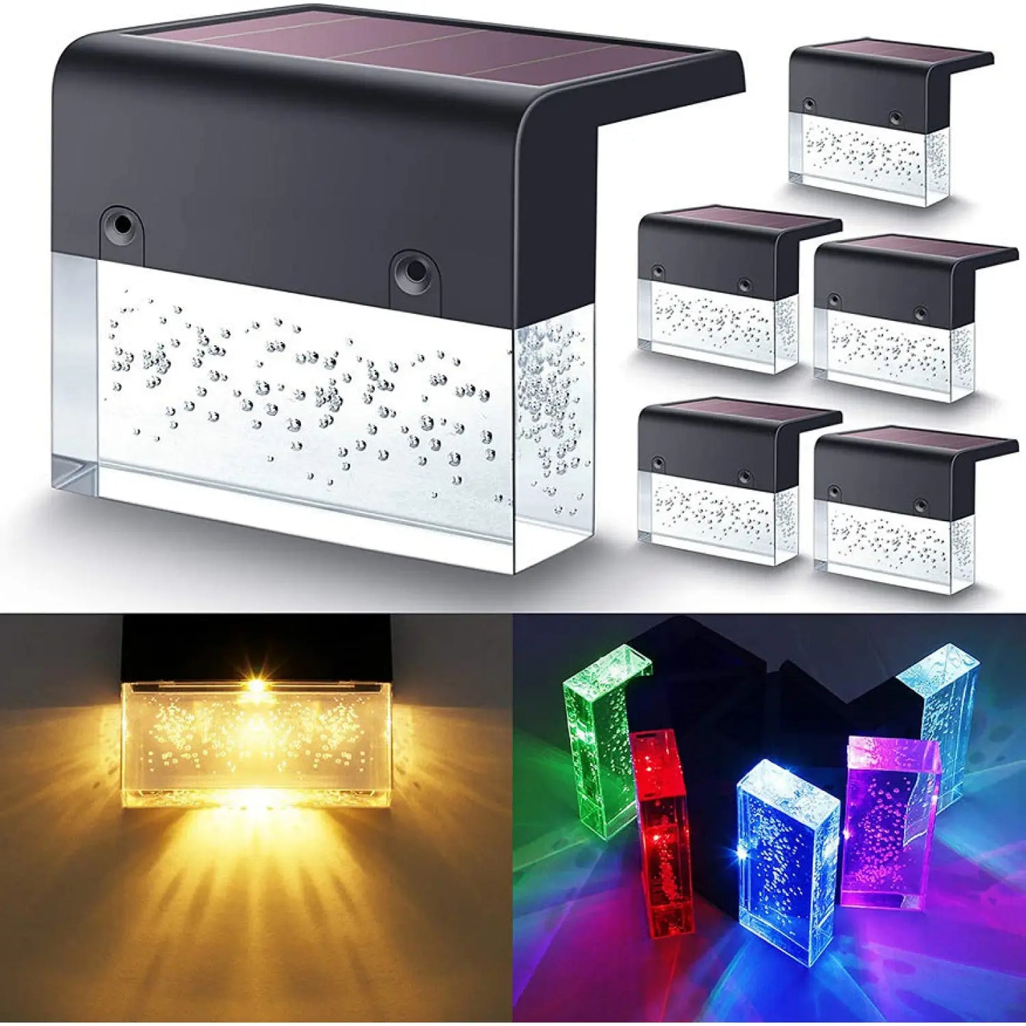 RGB LED Solar Fence Light - Waterproof Step Light for Outdoor - 12V Hanging Light