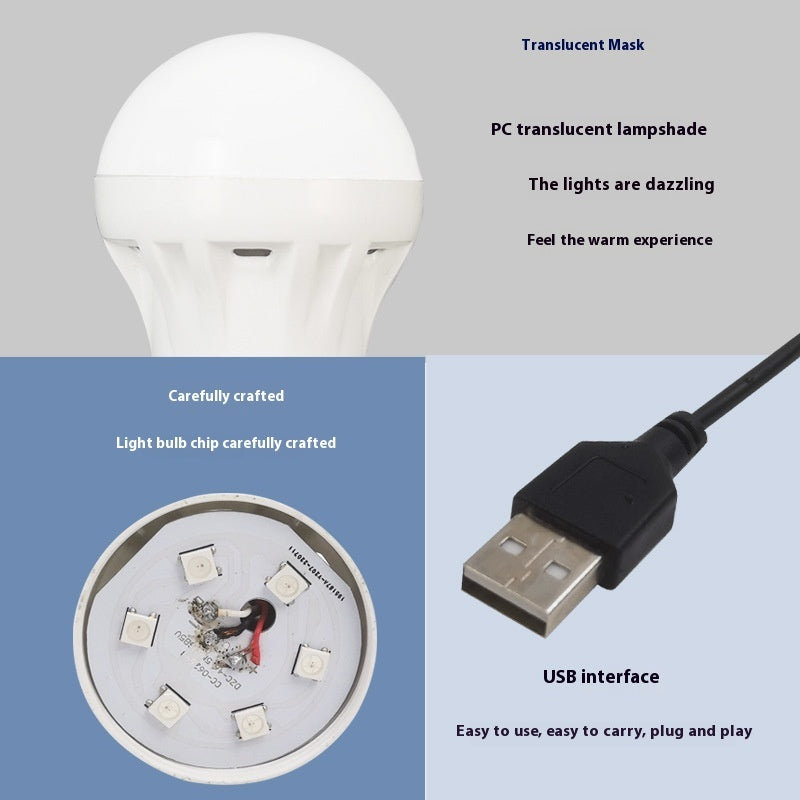 RGB Magic Color 5V Mobile Power Bulb Low Voltage Led - USB Magic Light Bulb - 12V Hanging Light