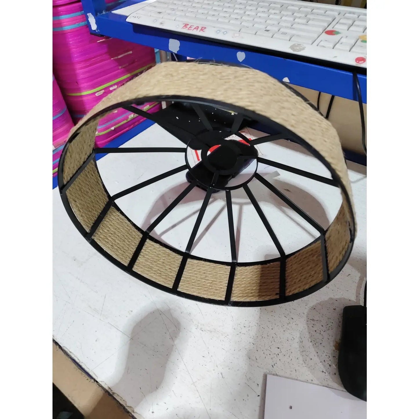 American Country Hemp Rope Restaurant Chandelier Personality Nordic Clothing Store Milk Tea Shop Round Wrought Iron LED