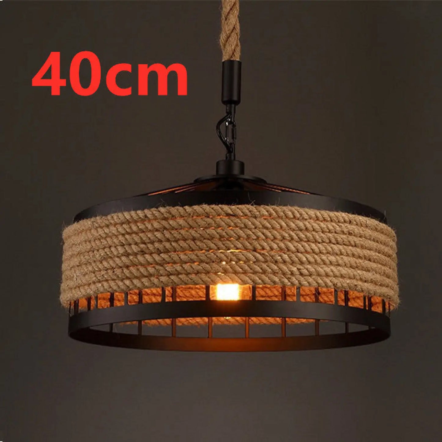 American Country Hemp Rope Restaurant Chandelier Personality Nordic Clothing Store Milk Tea Shop Round Wrought Iron LED