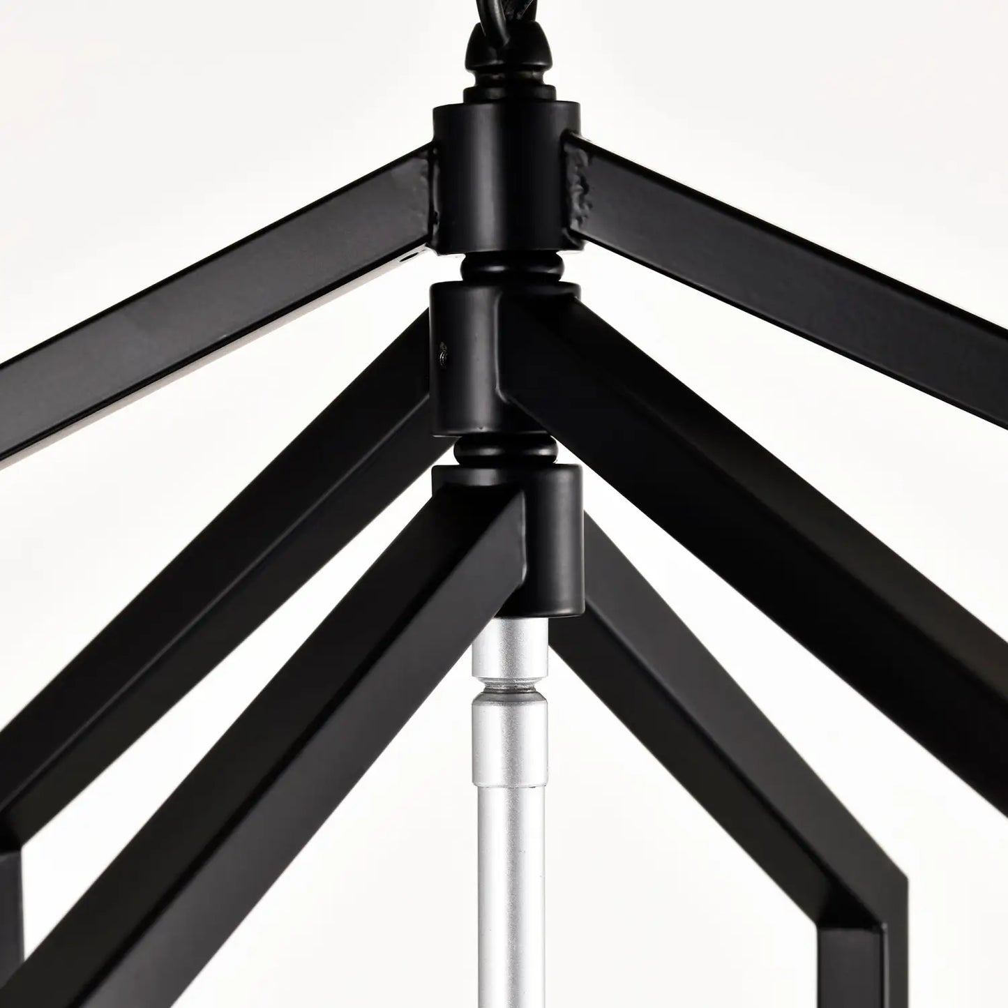 Rustic Modern Hanging Light Living Room with 12 Bulbs and Silver Finish Matte Black Hanging Light