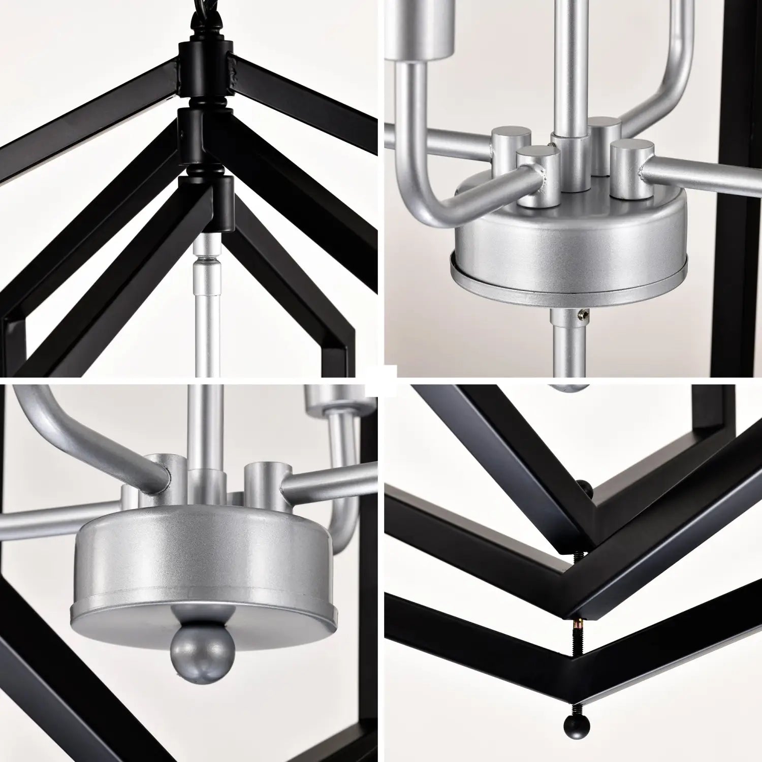 Rustic Modern Hanging Light Living Room with 12 Bulbs and Silver Finish Matte Black Hanging Light
