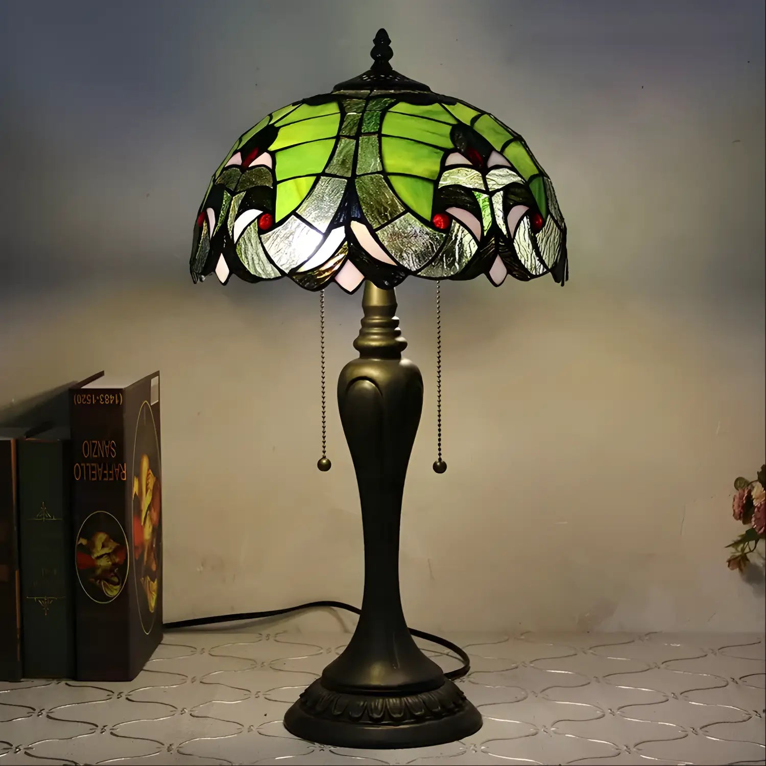 Sea Green Tiffany Glass Tabletop Lamp - No Bulb - Table Lamp