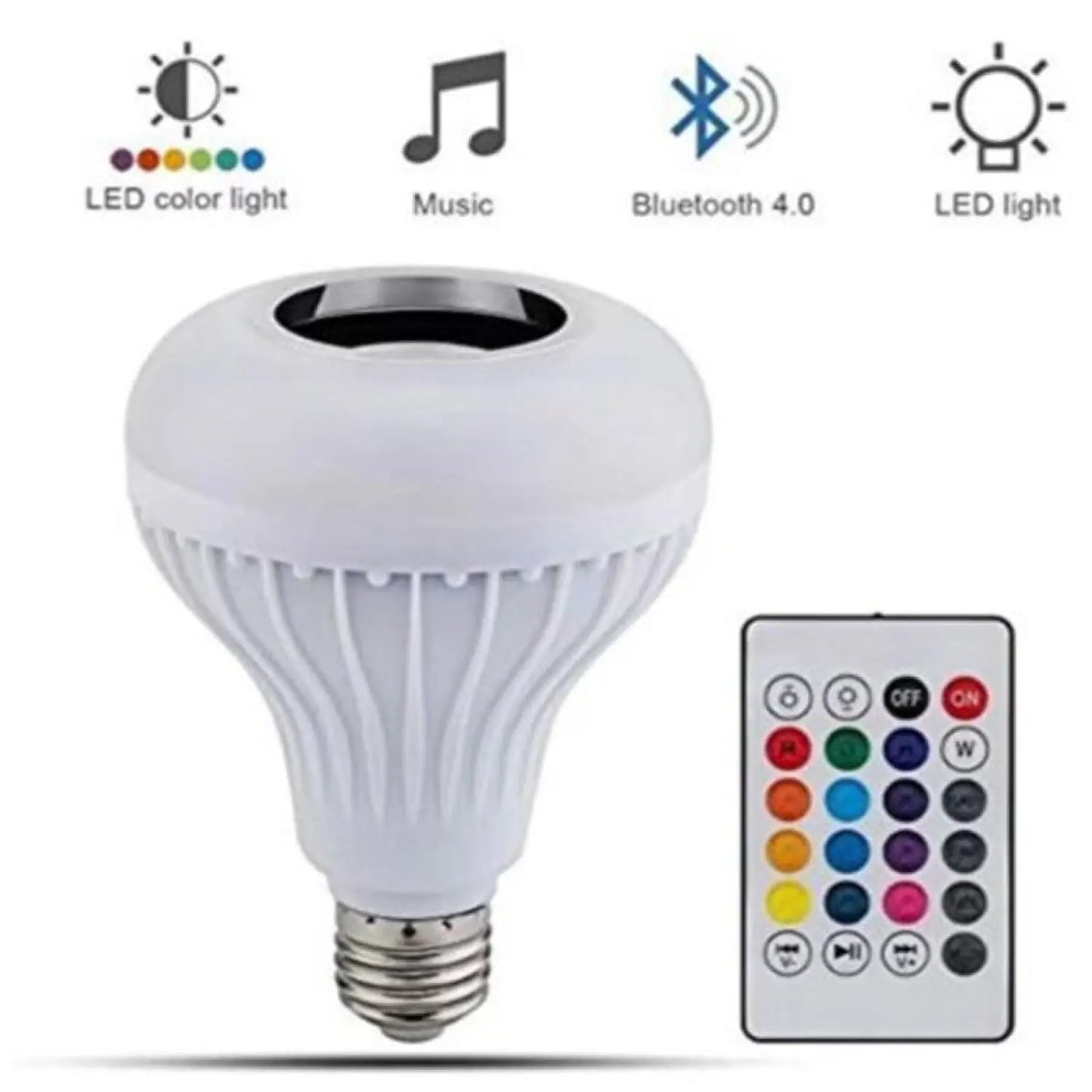 Seven-Color LED Bulb with Remote Control & Wireless Audio - Bulb using remote