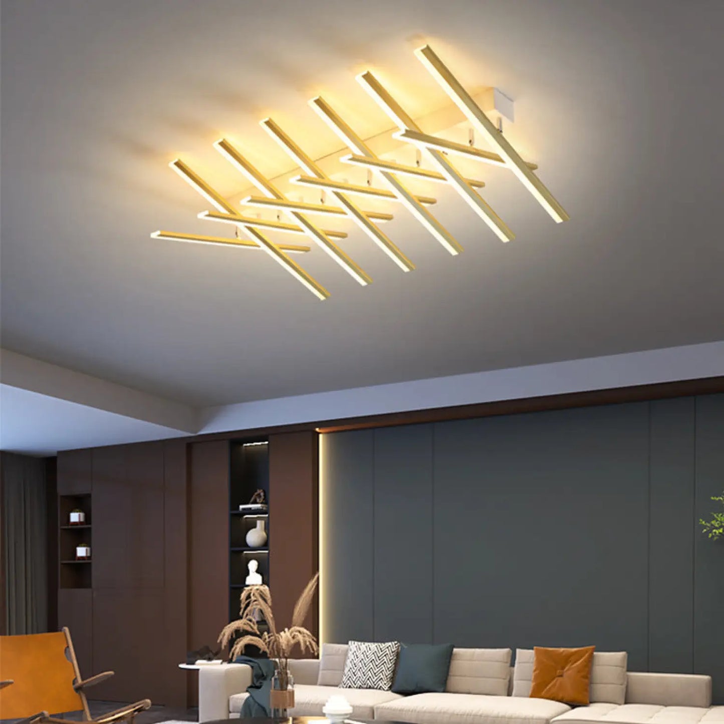 Sleek Modern Ceiling Lights for Living Room with Ambient LED Glow - 12V Hanging Light