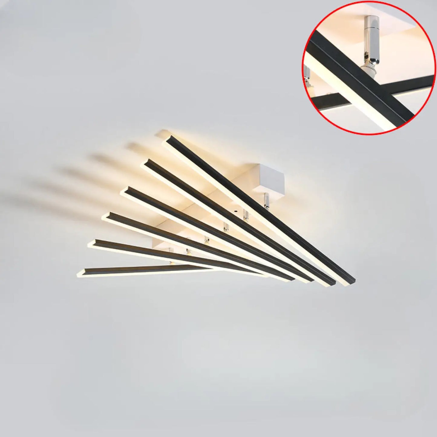 Sleek Modern Ceiling Lights for Living Room with Ambient LED Glow - 6Heads 50CM black / White light - 12V Hanging Light