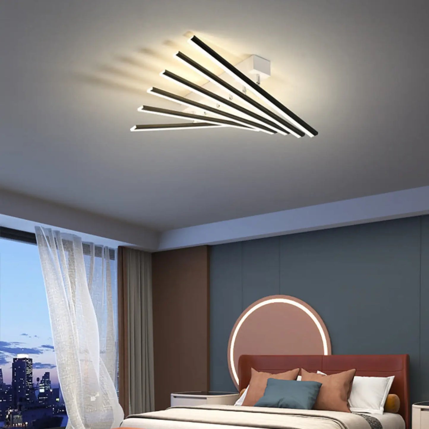 Sleek Modern Ceiling Lights for Living Room with Ambient LED Glow - 6Heads 50CM gold / White light - 12V Hanging Light