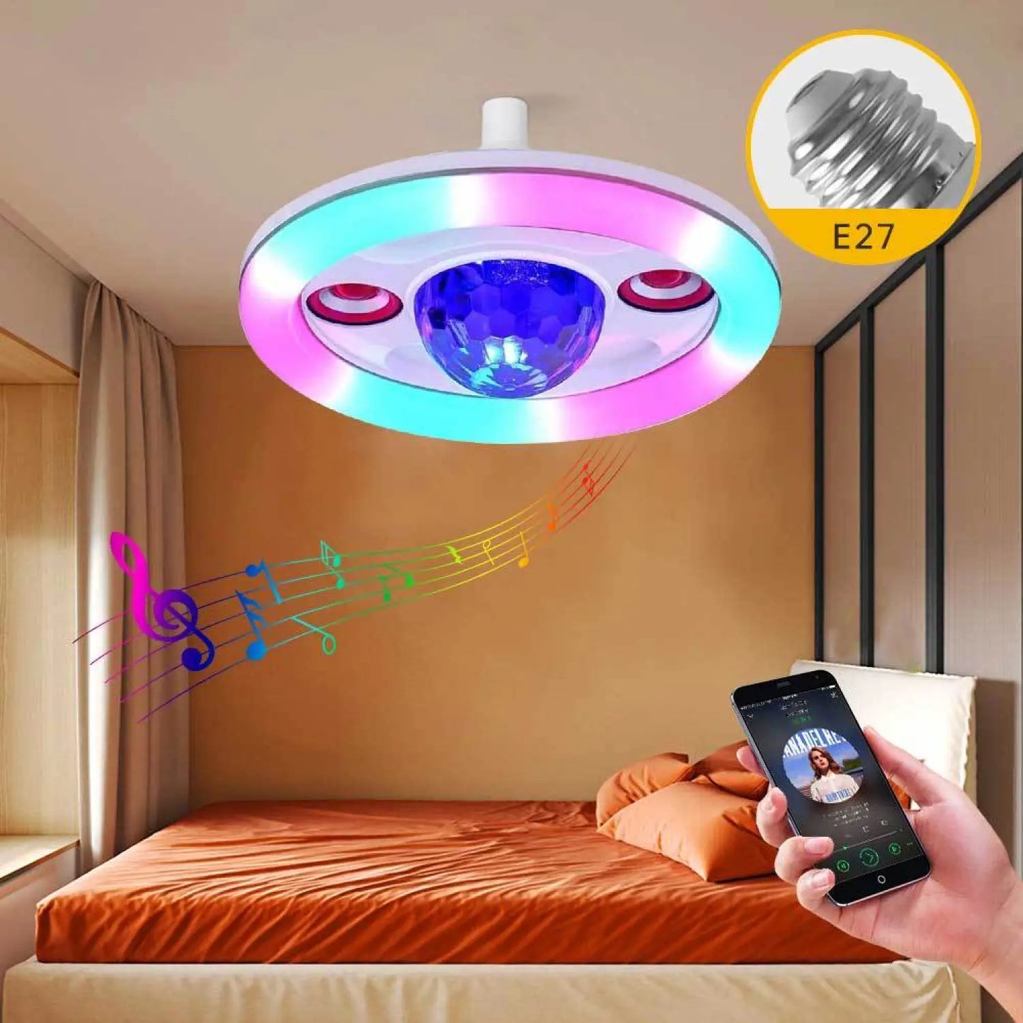 Bluetooth Music Bulb Magic Ball Stage Sound Light 12V Hanging Light