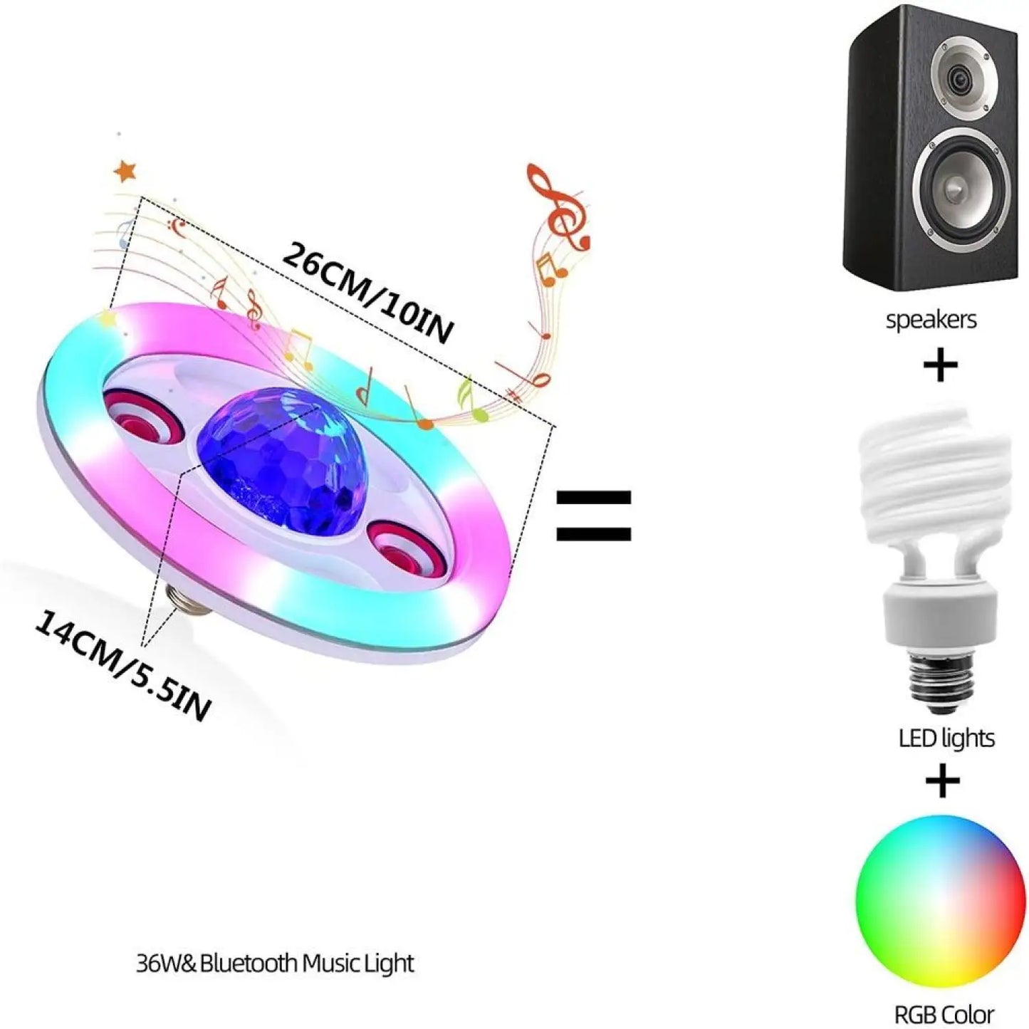 Bluetooth Music Bulb Magic Ball Stage Sound Light 12V Hanging Light