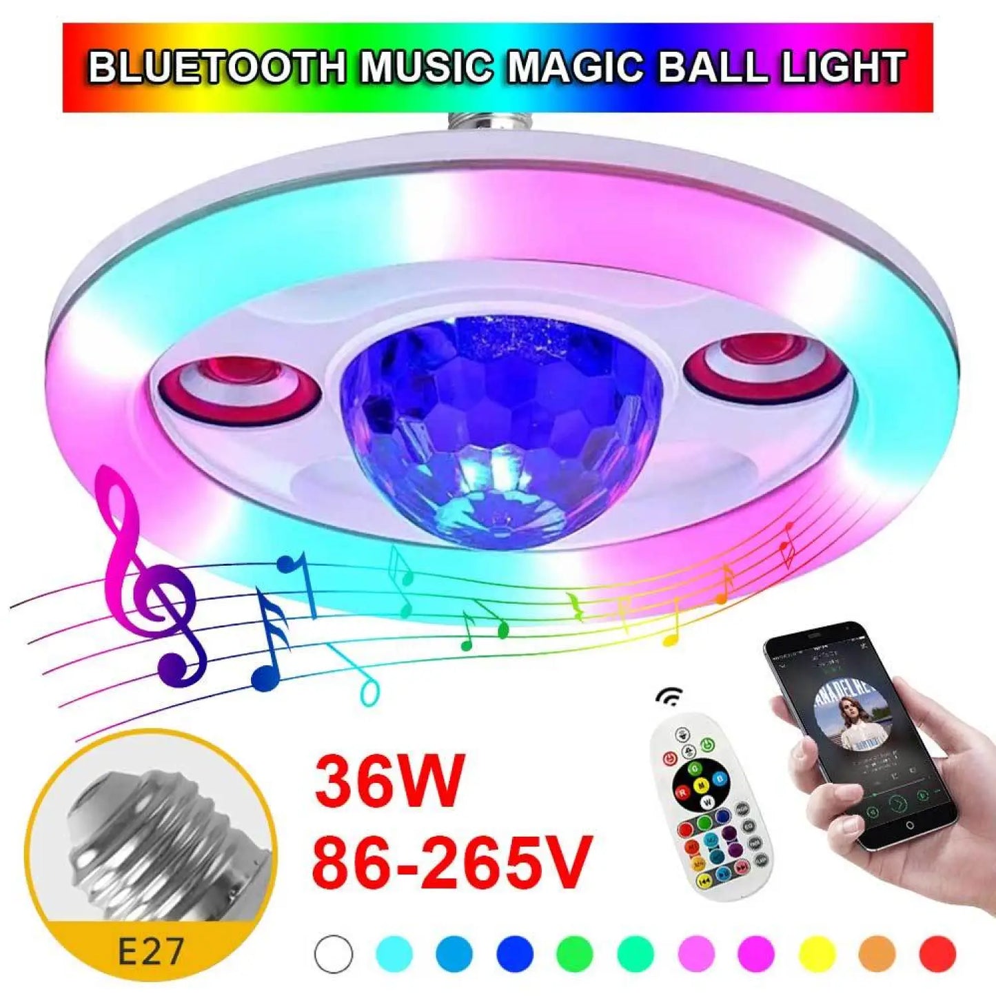 Bluetooth Music Bulb Magic Ball Stage Sound Light 12V Hanging Light