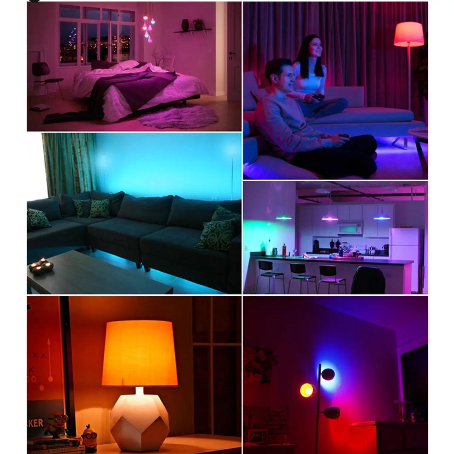 Smart LED Lamps | E14 RGB CW WW Dimmable Bulb with Voice Control - Photo Color / RGB / 220V US - LED bulb