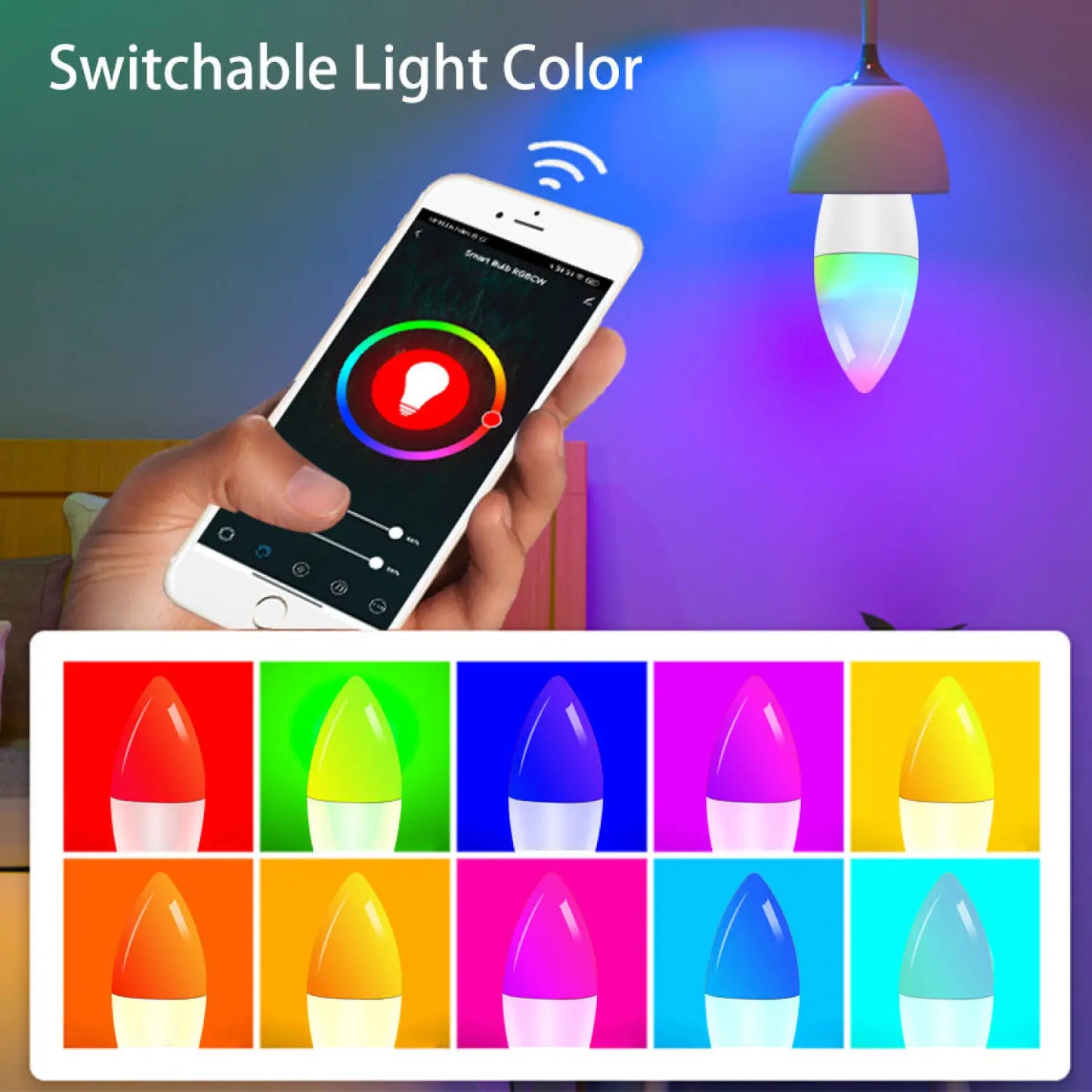 Smart LED Lamps | E14 RGB CW WW Dimmable Bulb with Voice Control - Photo Color / RGB / 220V US - LED bulb
