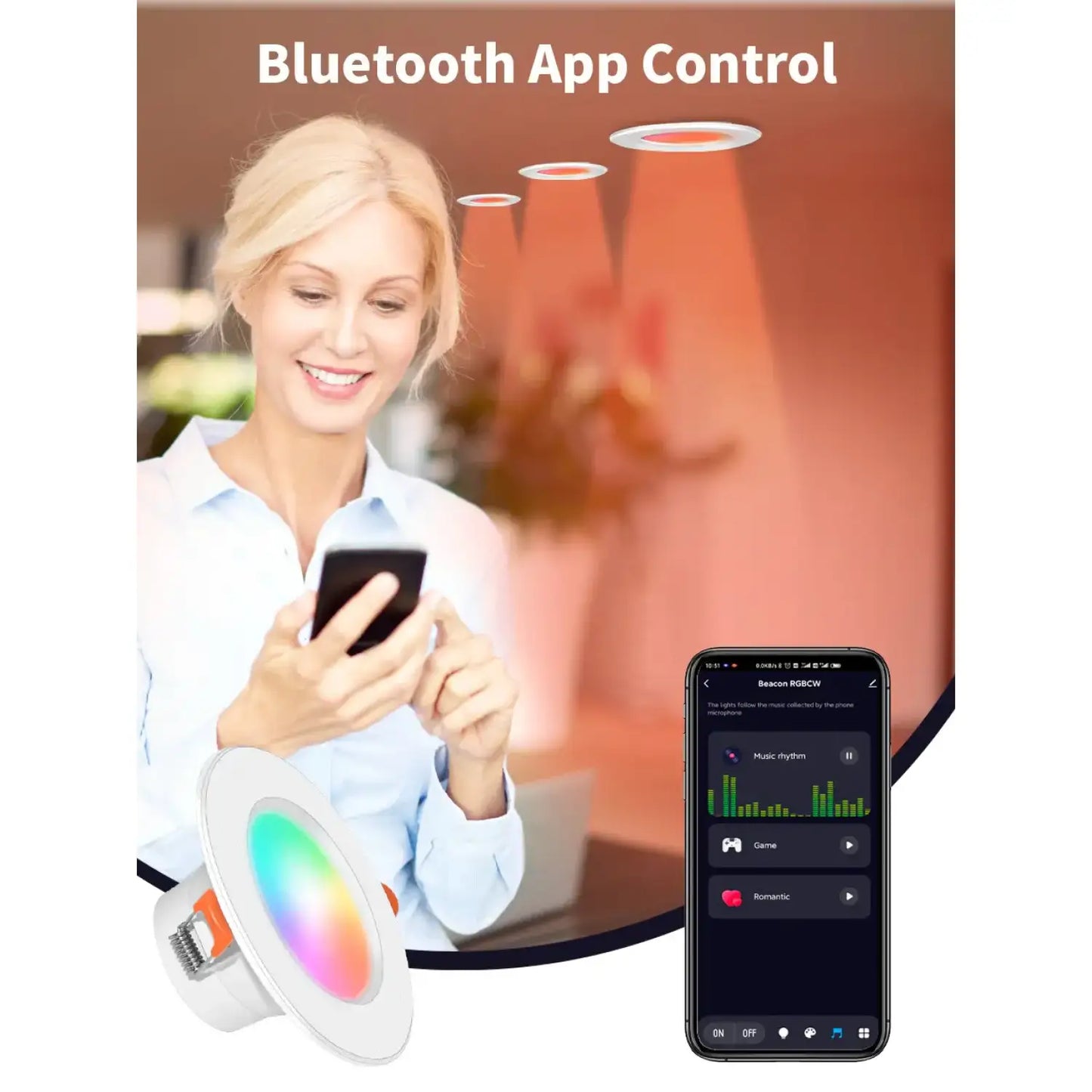 Graffiti Bluetooth Smart Downlight Voice Control Full Color Dimming Speaker Five way Light 12V Hanging Light