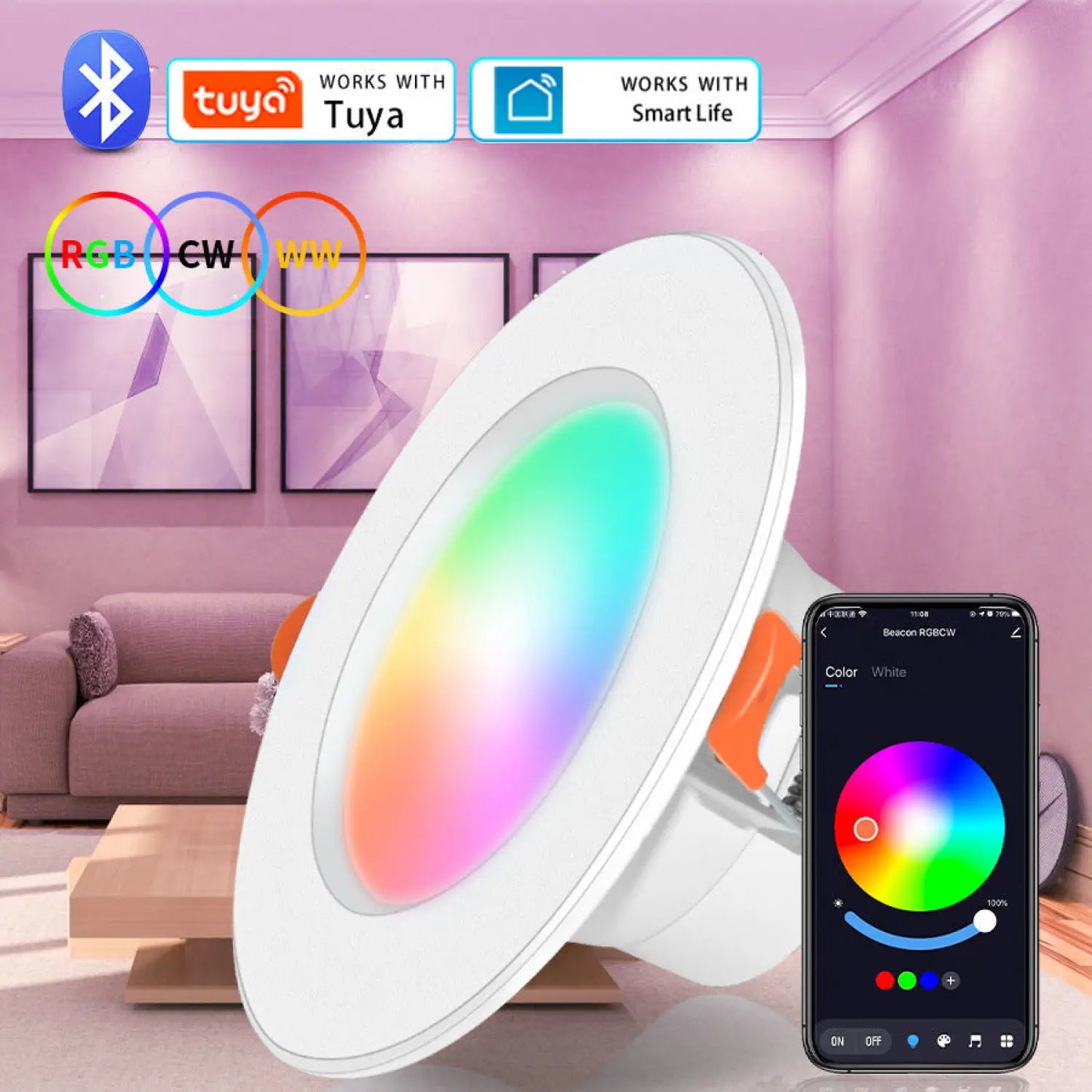 Graffiti Bluetooth Smart Downlight Voice Control Full Color Dimming Speaker Five way Light 12V Hanging Light