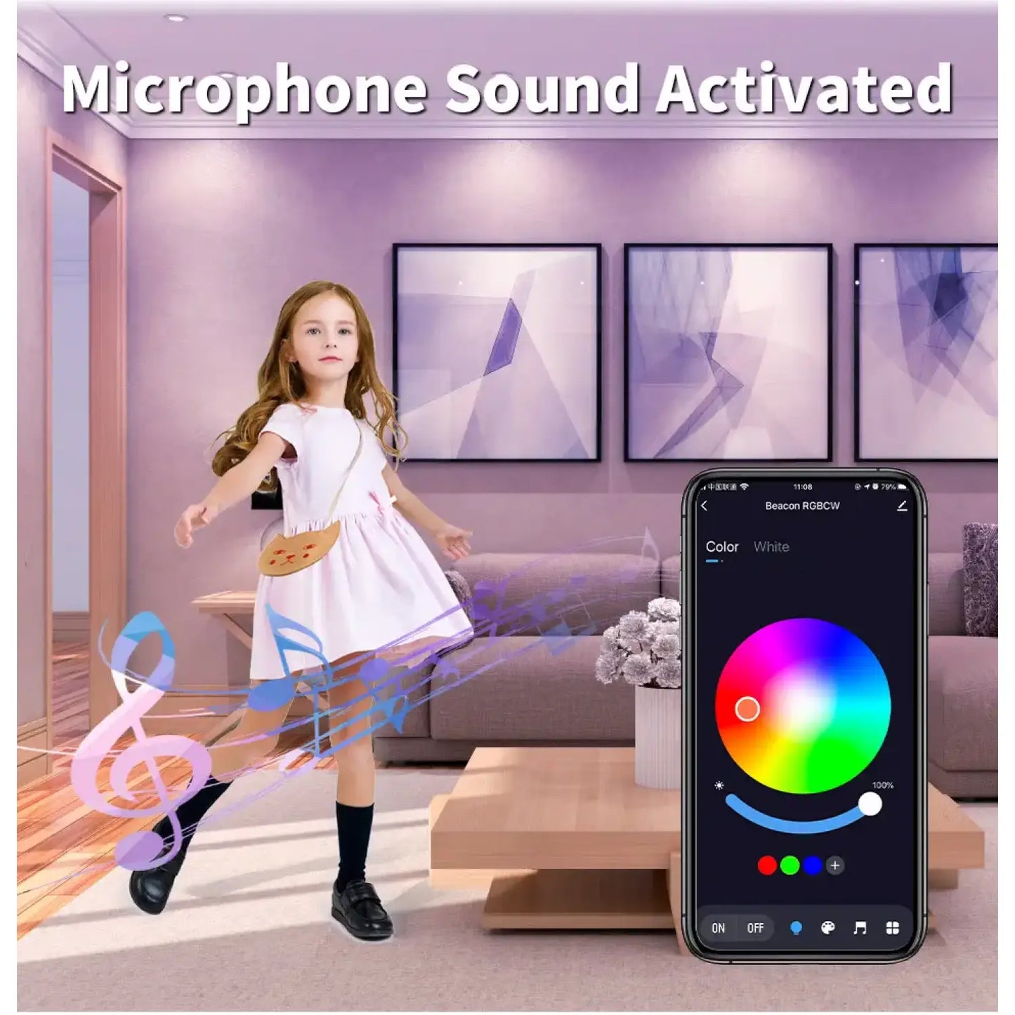 Graffiti Bluetooth Smart Downlight Voice Control Full Color Dimming Speaker Five way Light 12V Hanging Light