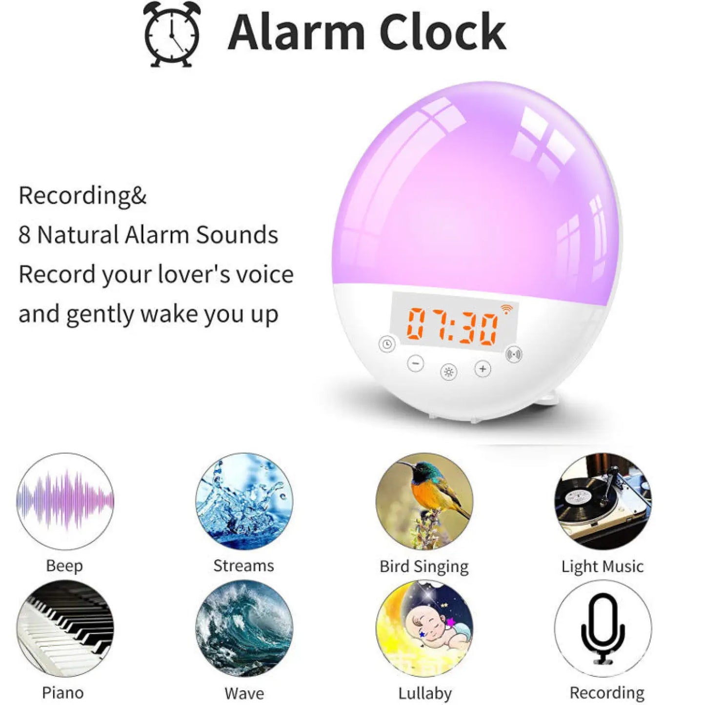 Smart Wakeup Light Alarm Clock with Sunrise Simulation and Voice Control - US Version - Light Fixture